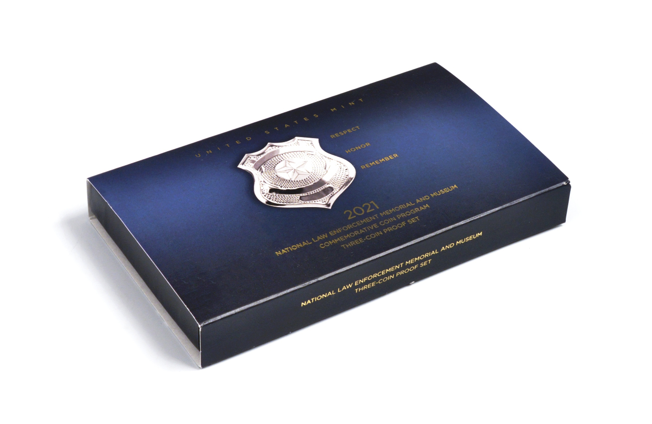 США набор из 3 монет 2021 50 центов + 1 доллар + 5 долларов, юридические службы США (полиция)  золото, серебро, никель  PROOF  14-01-05-11