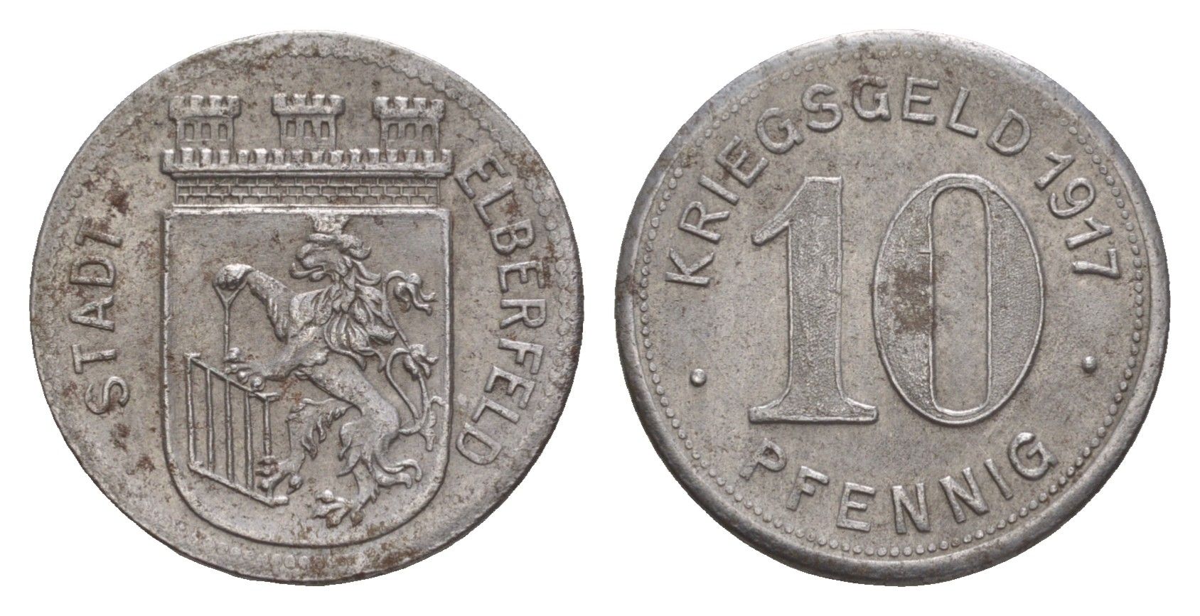 Эльберфельд 10 пфеннигов 1917 Funck 111.5, Men05 6413.6, Men18 8040.6 железо 4659-313