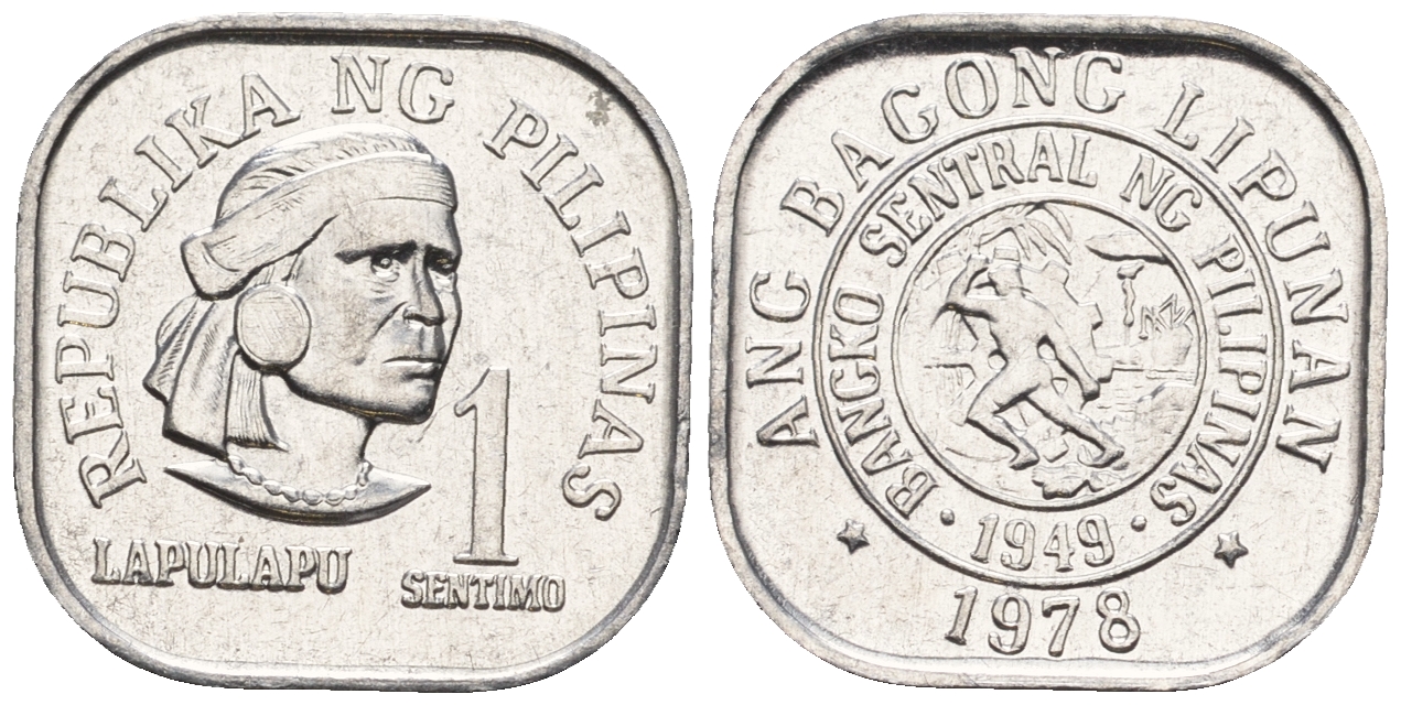 Филиппины 1 сентимо 1978 вождь острова Мактан Лапу-Лапу KM 205 алюминий  UNC  220-1119