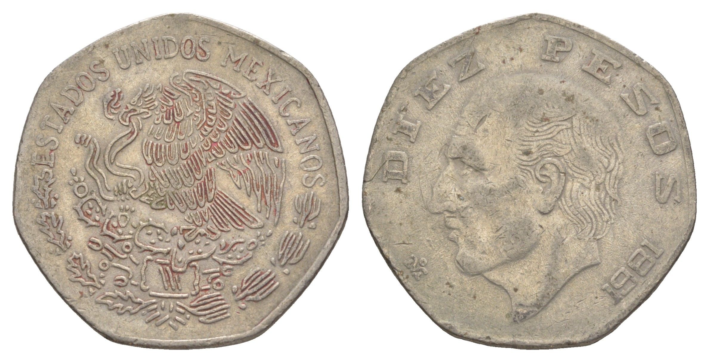 Мексика 10 песо 1981 Мигель Идальго-и-Костилья KM 477.2 медно-никель 4645-413