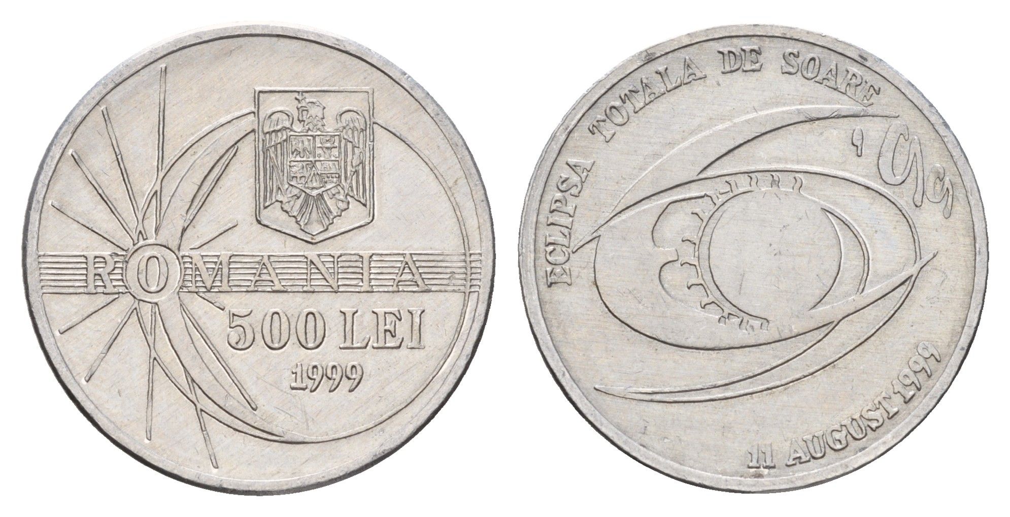 Румыния 500 лей (леев) 1999 Солнечное затмение KM 146 алюминий aUNC 4657-825
