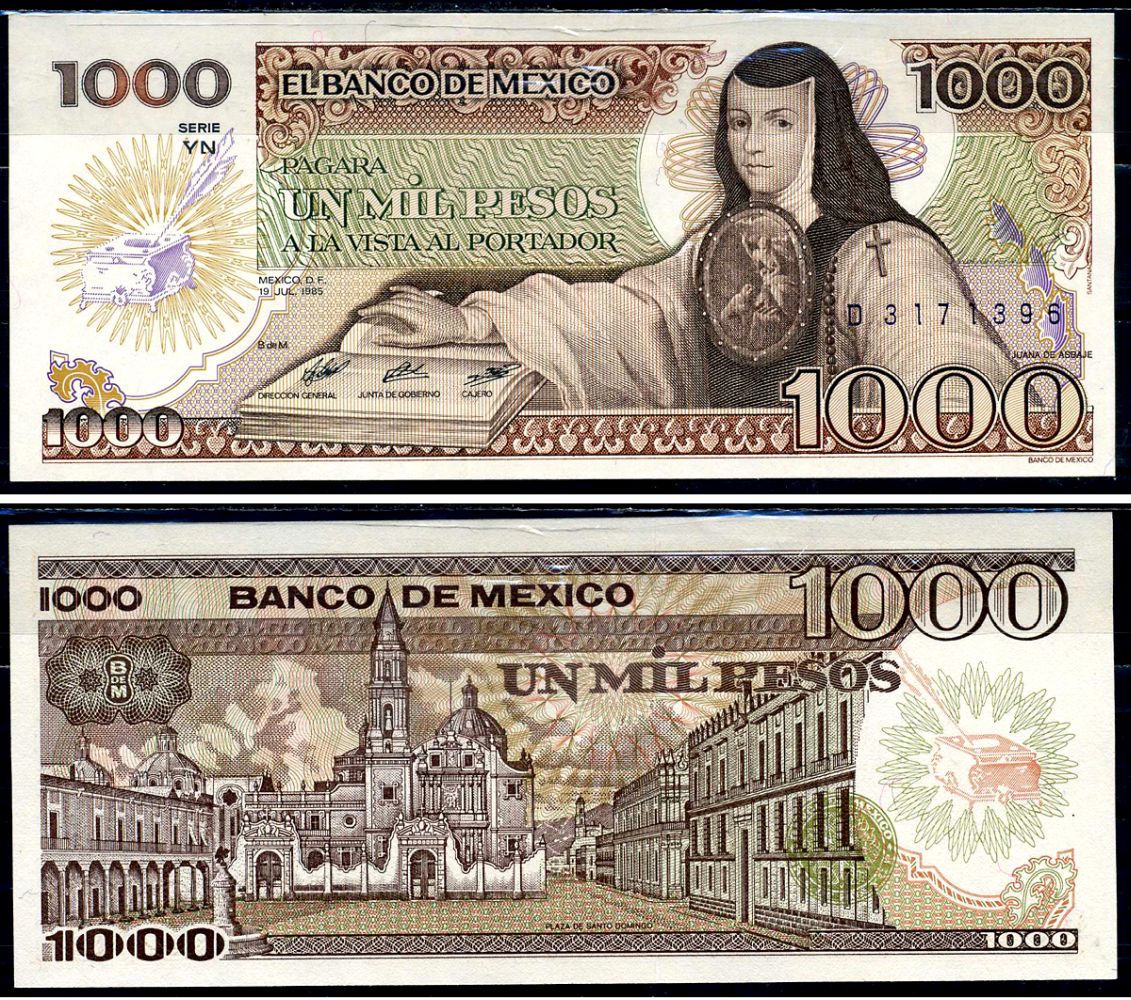 Мексика 1000 песо 1985 Pick 85 бумага 6281-51-3-1