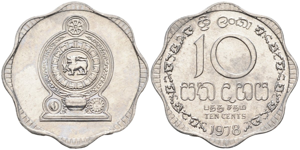 Цейлон 10 центов 1978 KM 140 a алюминий 4586-325