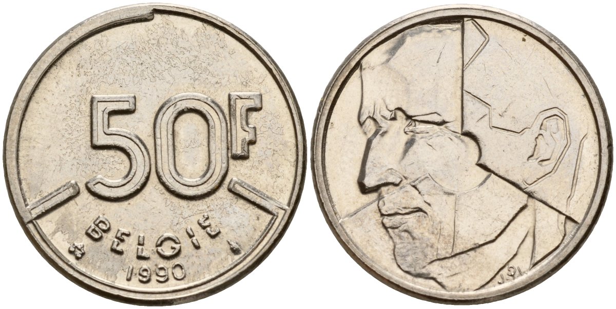 Бельгия 50 франков 1990 BELGIE, Бодуэн I (1951-1993) KM 168 никель 4179-656