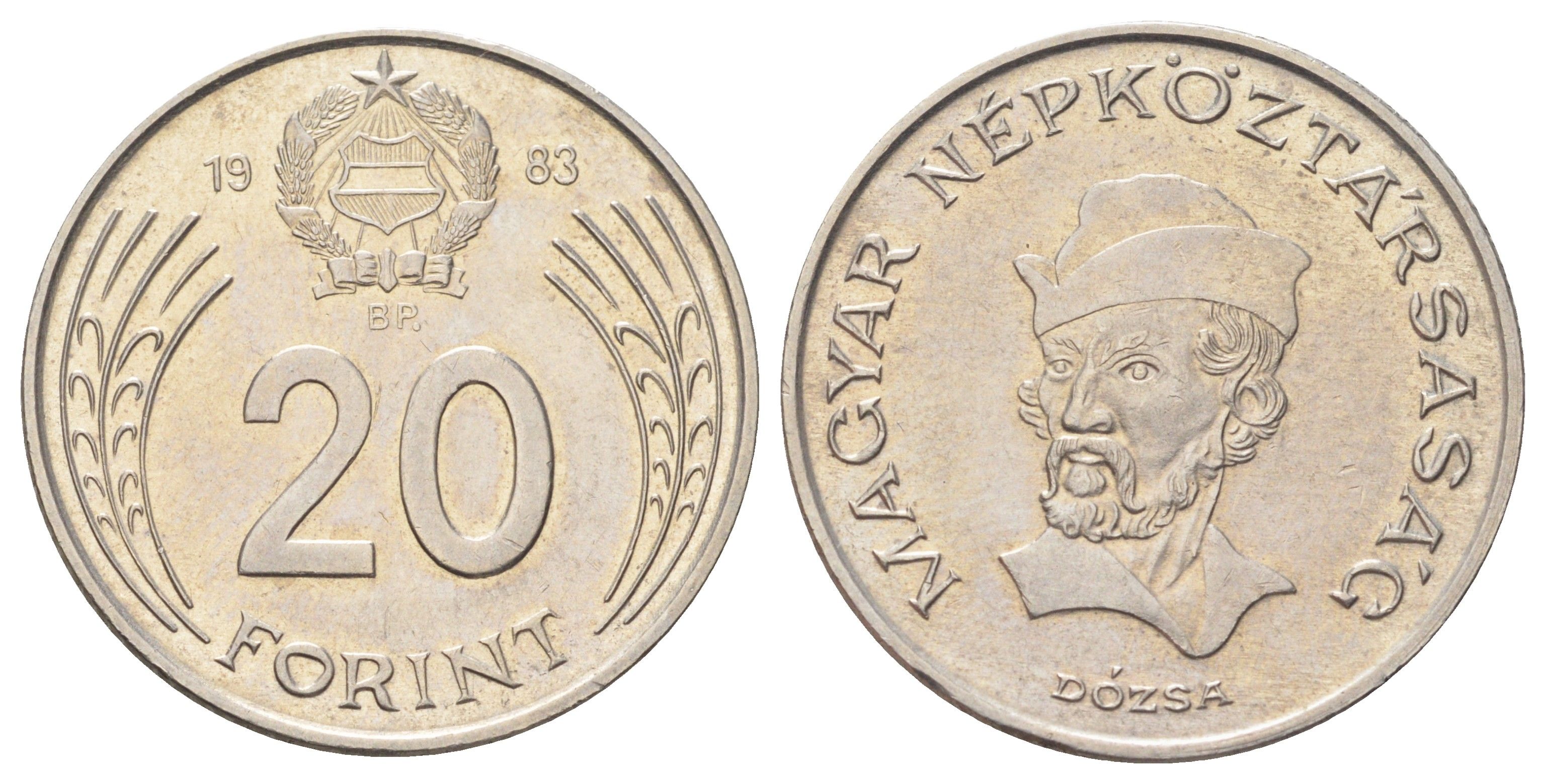 Венгрия 20 форинтов 1983 Дьёрдь Дожа KM 630 медно-никель 4699-1151