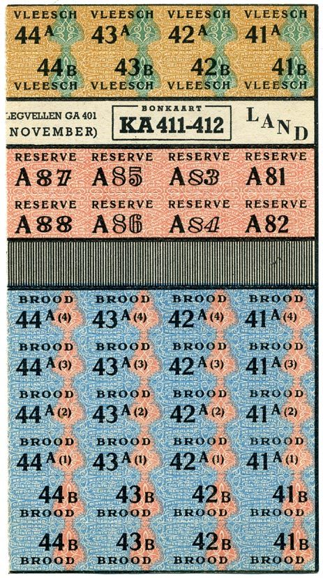 Нидерланды продуктовые карточки  ноябрь   бумага   435-5-1-1