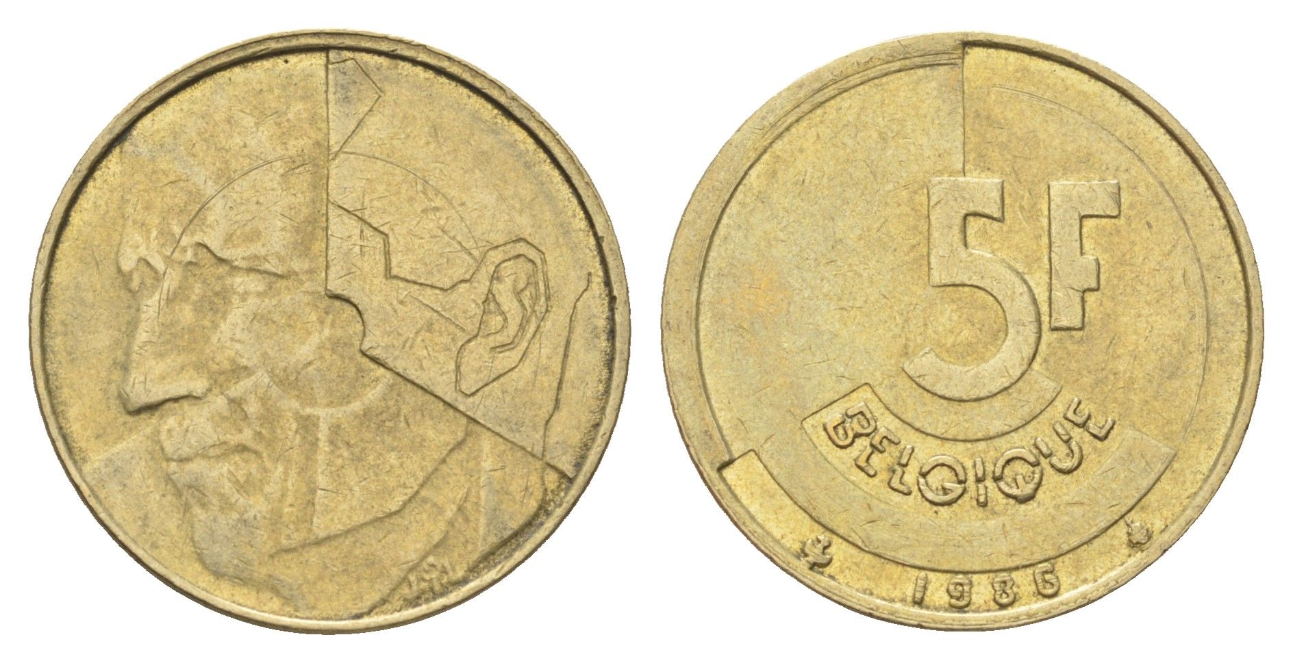Бельгия 5 франков 1986 Belgique, Бодуэн I (1951-1993) KM 163 медь алюминий никель 4706-214