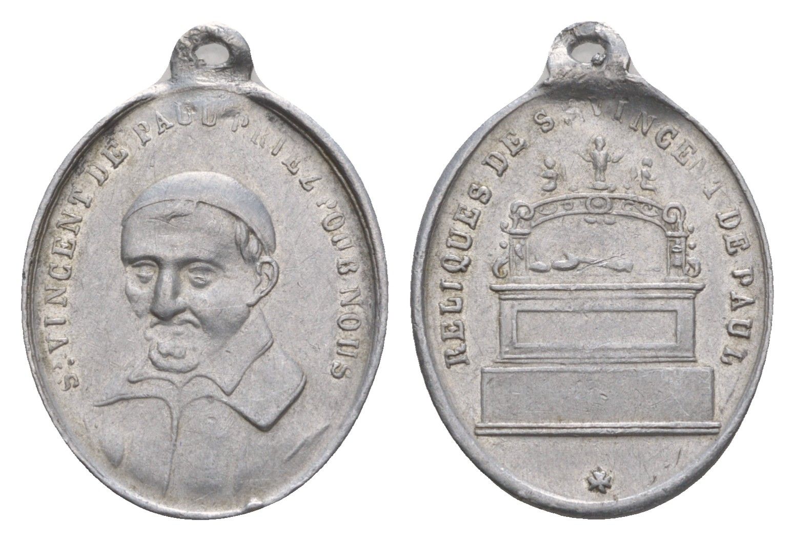 Франция религиозный медальон с изображением Викентия де Поля ND Церковь Святого Викентия де Поля, размер 22,5x18 мм, вес 0,66 гр алюминий 4655-219