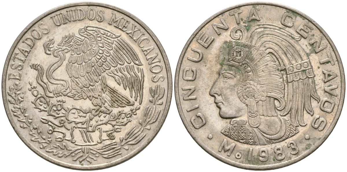 Мексика 50 сентаво 1983 KM 452 медно-никель 4135-337