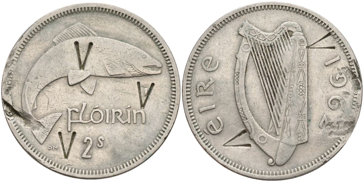 Ирландия 2 шиллинга = 1 флорин 1962 KM 15a медно-никель 4150-944