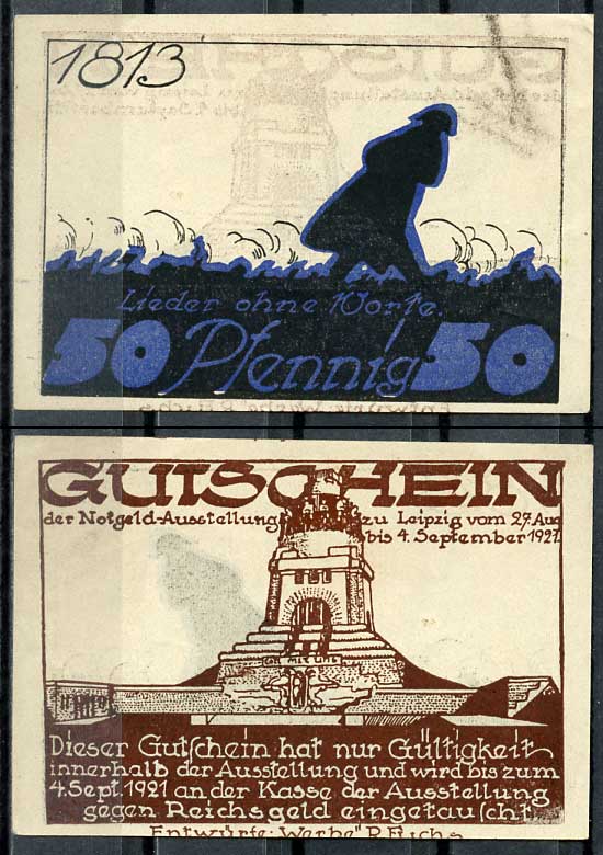 Германия, Лейпциг 50 пфеннигов 1921 нотгельд, итоги I-ой мировой войны Grabowski 784.1  бумага  UNC (пресс) 444-88-1-2