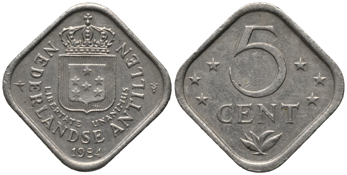 Нидерландские Антилы 5 центов 1984 Беатрикс (1980-2013) KM 13 медно-никель 4576-1248