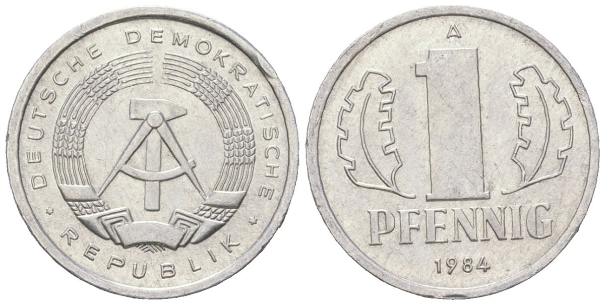 ГДР 1 пфенниг 1984 A KM 8.2 алюминий aUNC 201-627