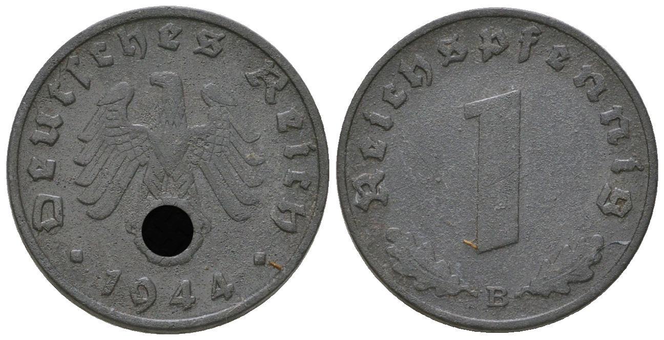 Германия 1 рейхспфенниг 1944 B KM 97, J. 369 цинк 4668-1152