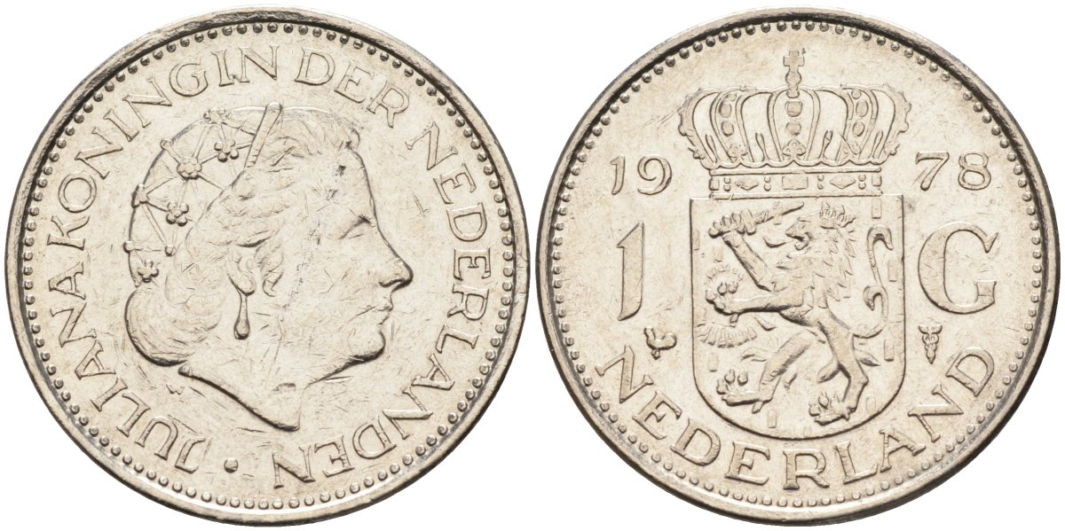 Нидерланды 1 гульден 1978 Юлиана (1948-1980) KM 184а никель 4171-133