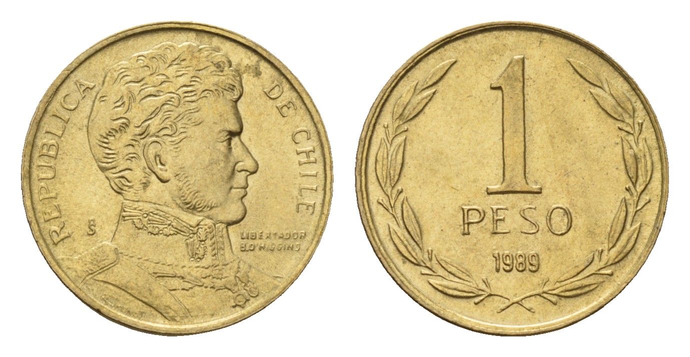 Чили 1 песо 1989 KM 216 алюминиевая бронза UNC 4669-936