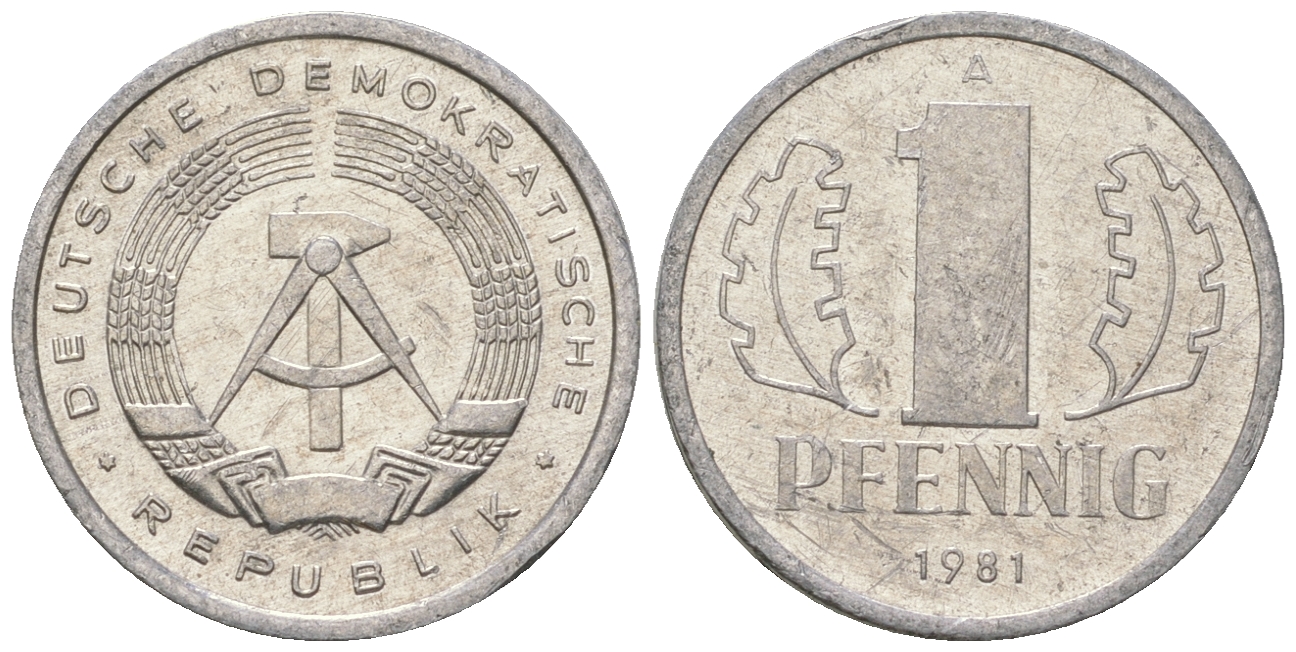 ГДР 1 пфенниг 1981 А KM 8.2 алюминий 4623-428