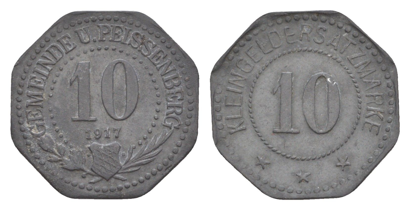 Унтер-Пайсенберг 10 пфеннигов 1917 Funck 557.2 цинк 4636-1222