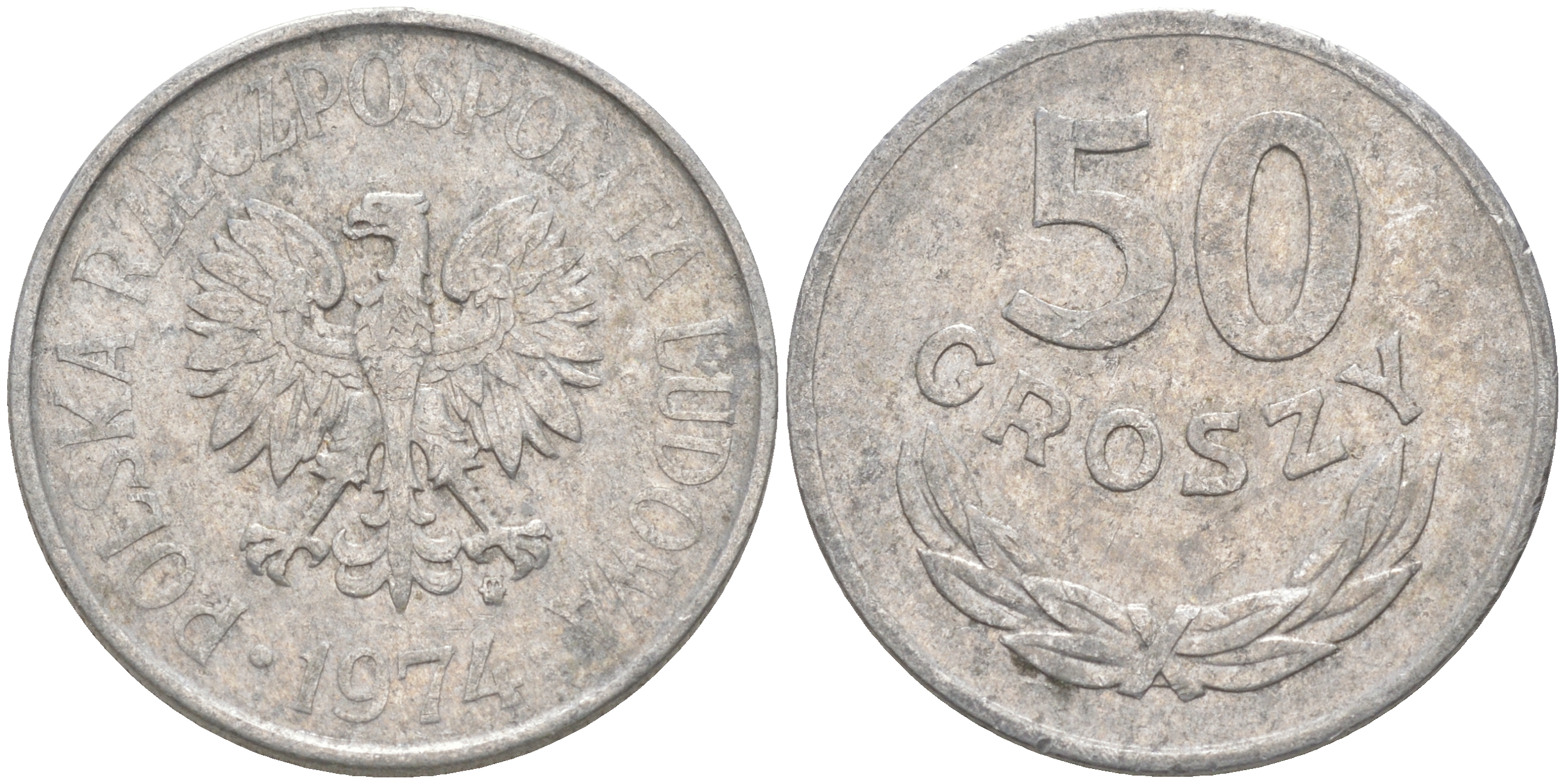 ПОЛЬША 50 ГРОШЕЙ 1974 MW KM 48.1 алюминий VF 190-442