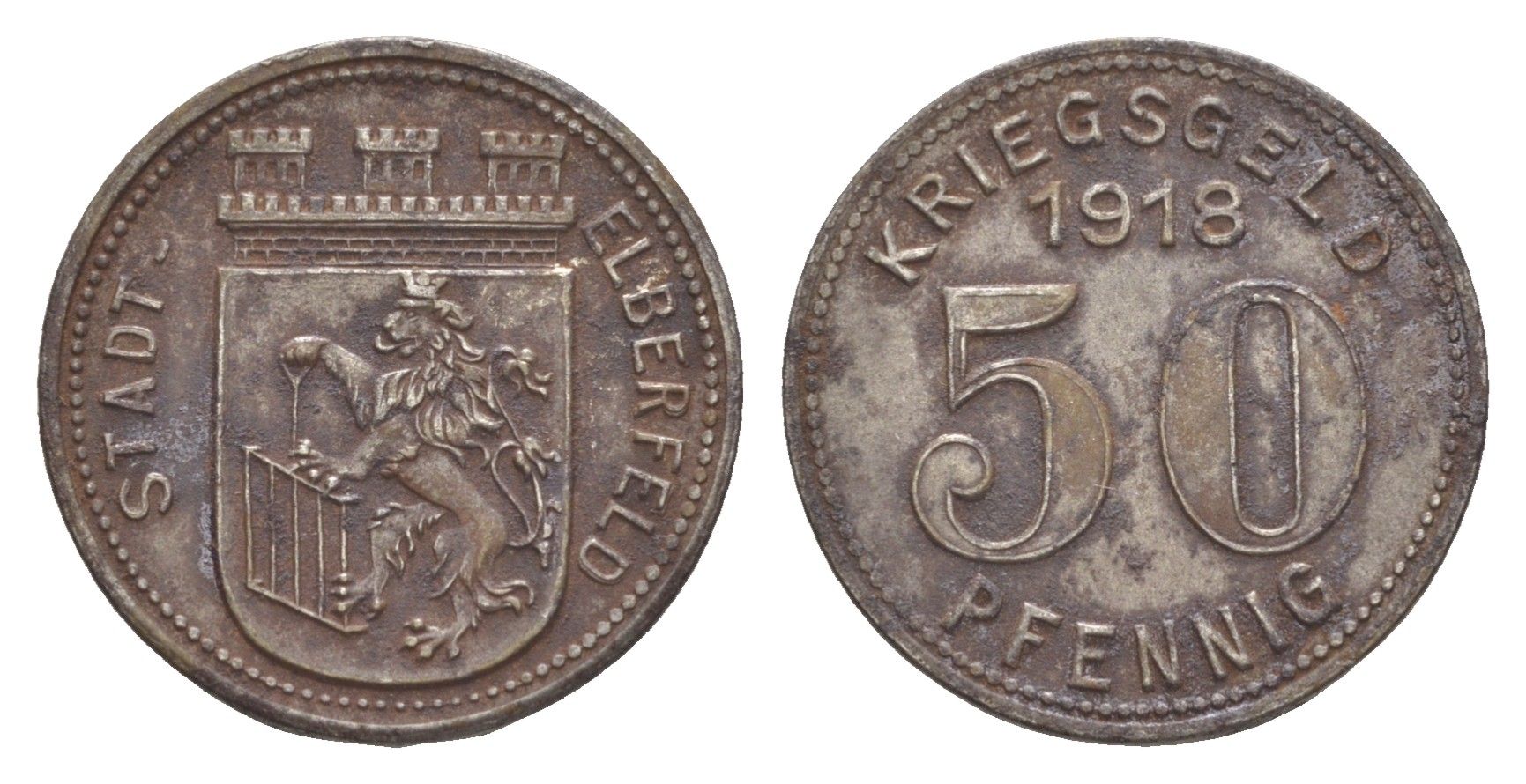 Эльберфельд 50 пфеннигов 1918 Funck 111.6, Men05 6413.7, Men18 8040.7 железо 4636-1054
