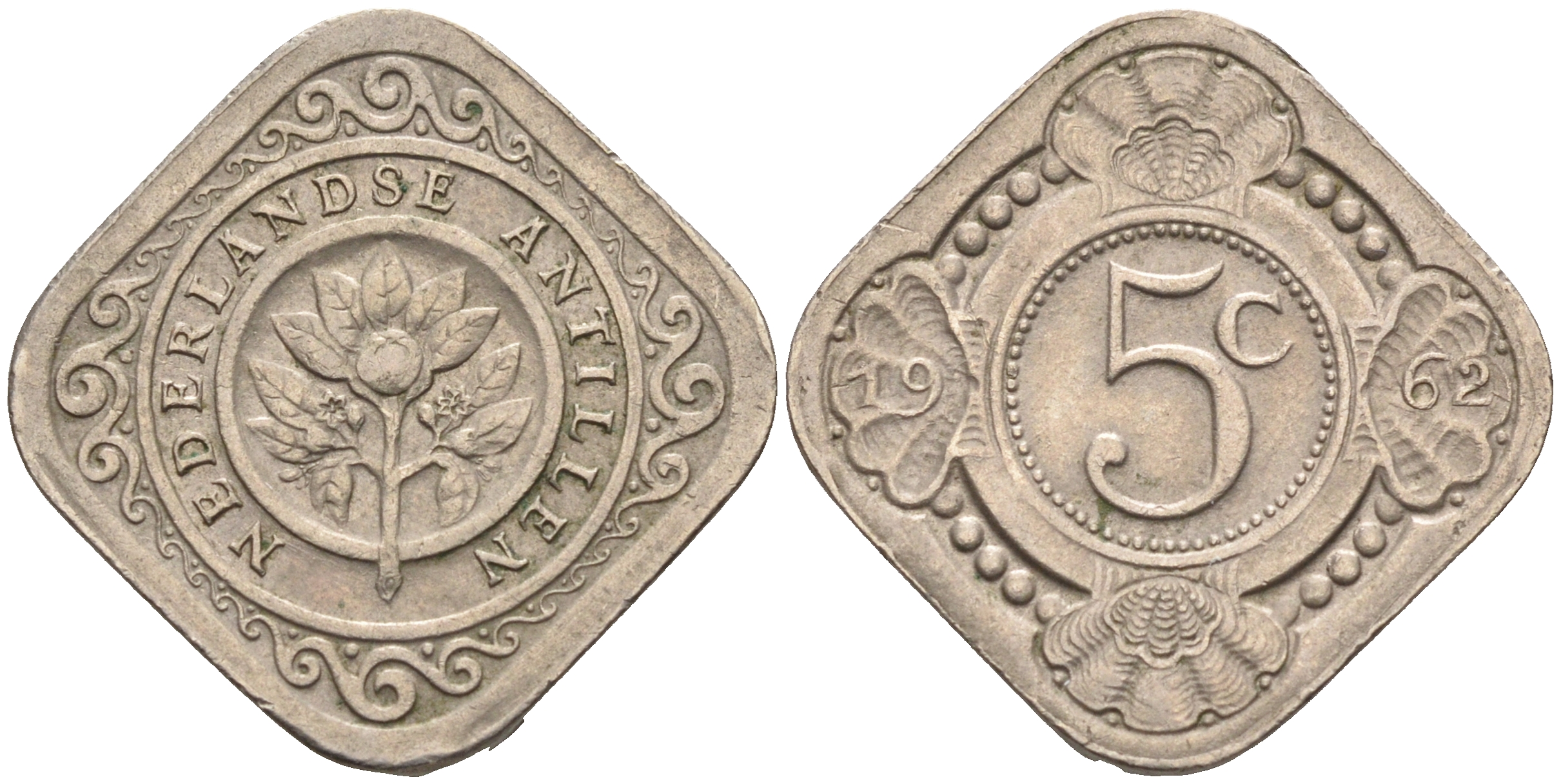 Нидерландские Антилы 5 центов 1962 Юлиана (1948-1980) KM 6 медно-никель 4177-354