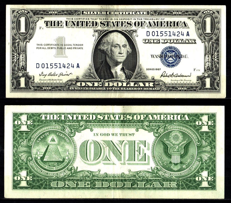 США 1 доллар 1957 Pick 419 a бумага 2119-32-2-1