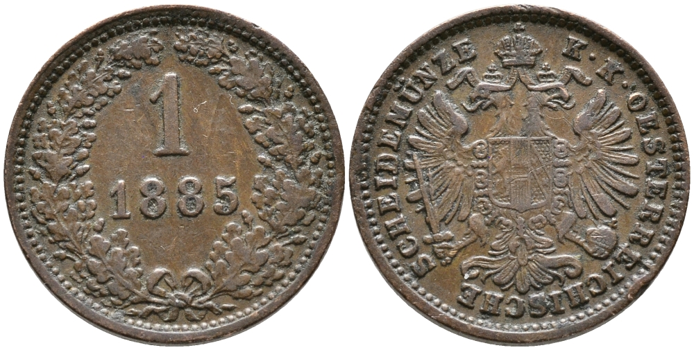 АВСТРИЯ 1 КРЕЙЦЕР 1885 БОЛЬШОЙ ОРЁЛ KM 2187 медь 100-519