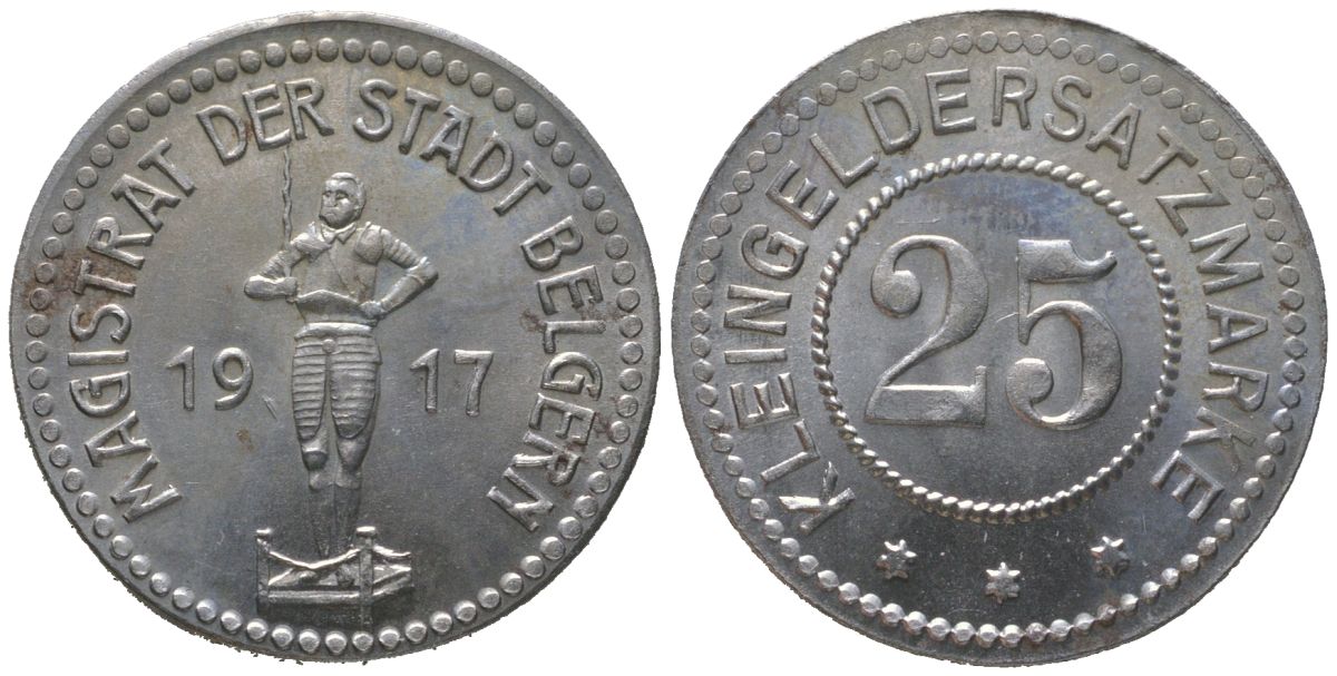 Бельгерн (Пруссия, Саксония) 25 пфенингов 1917 Funck 33.7A, Men05 1706.6, Men18 2201.6 железо aUNC 4597-414