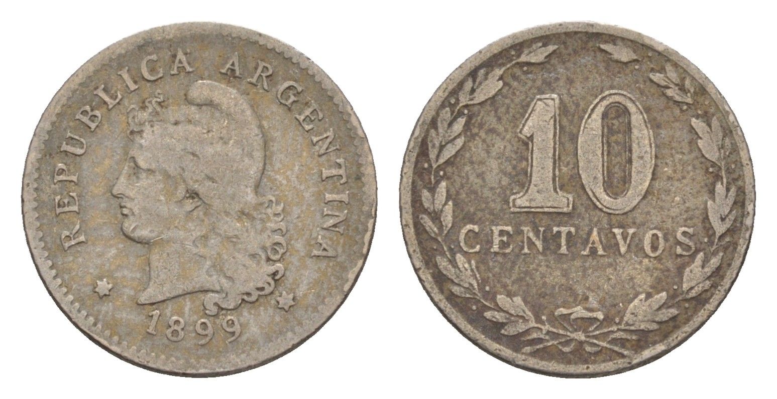 Аргентина 10 сентаво 1899 KM 35 медно-никель 4655-967