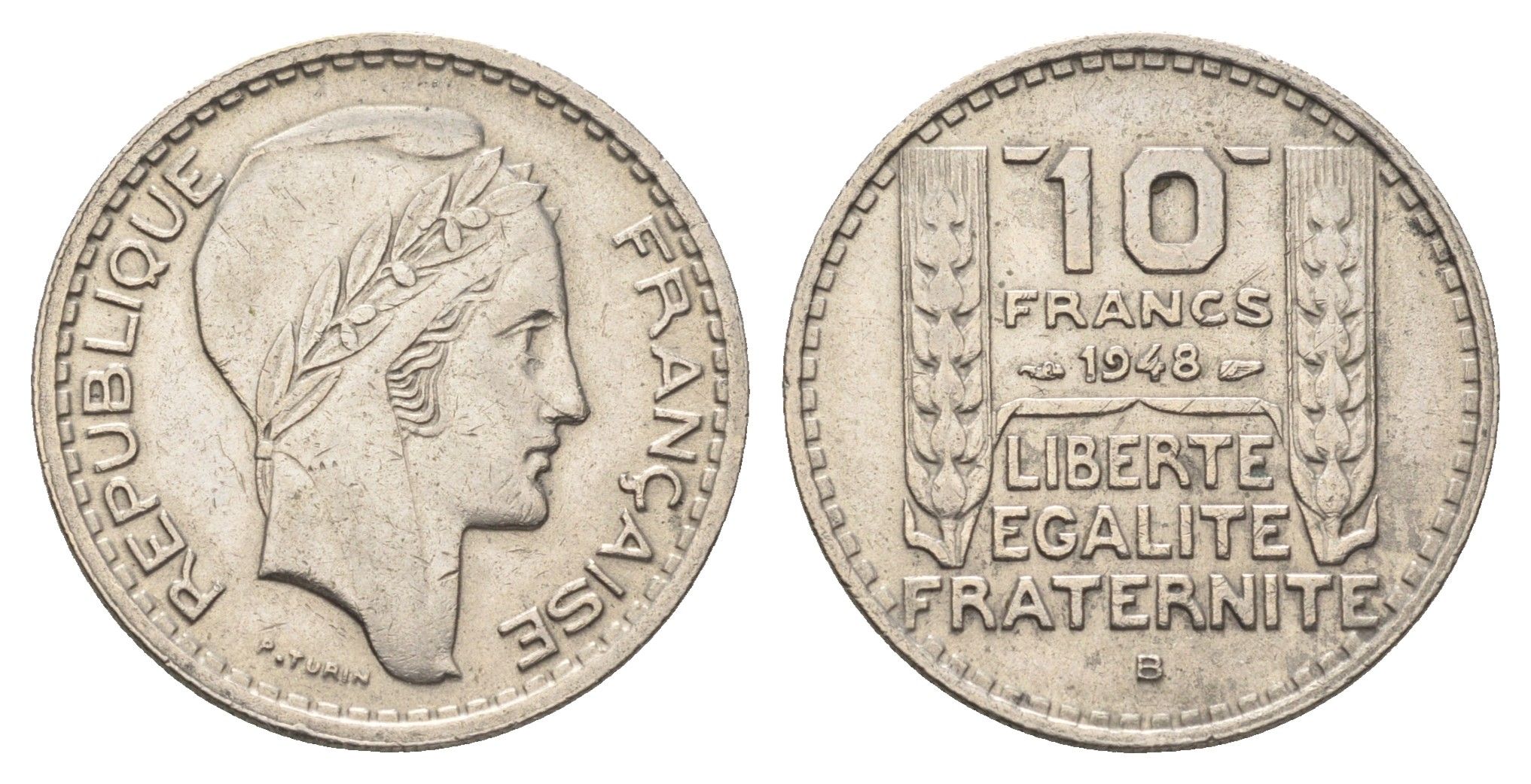 Франция 10 франков 1948 B KM 909.2 медно-никель    4660-246