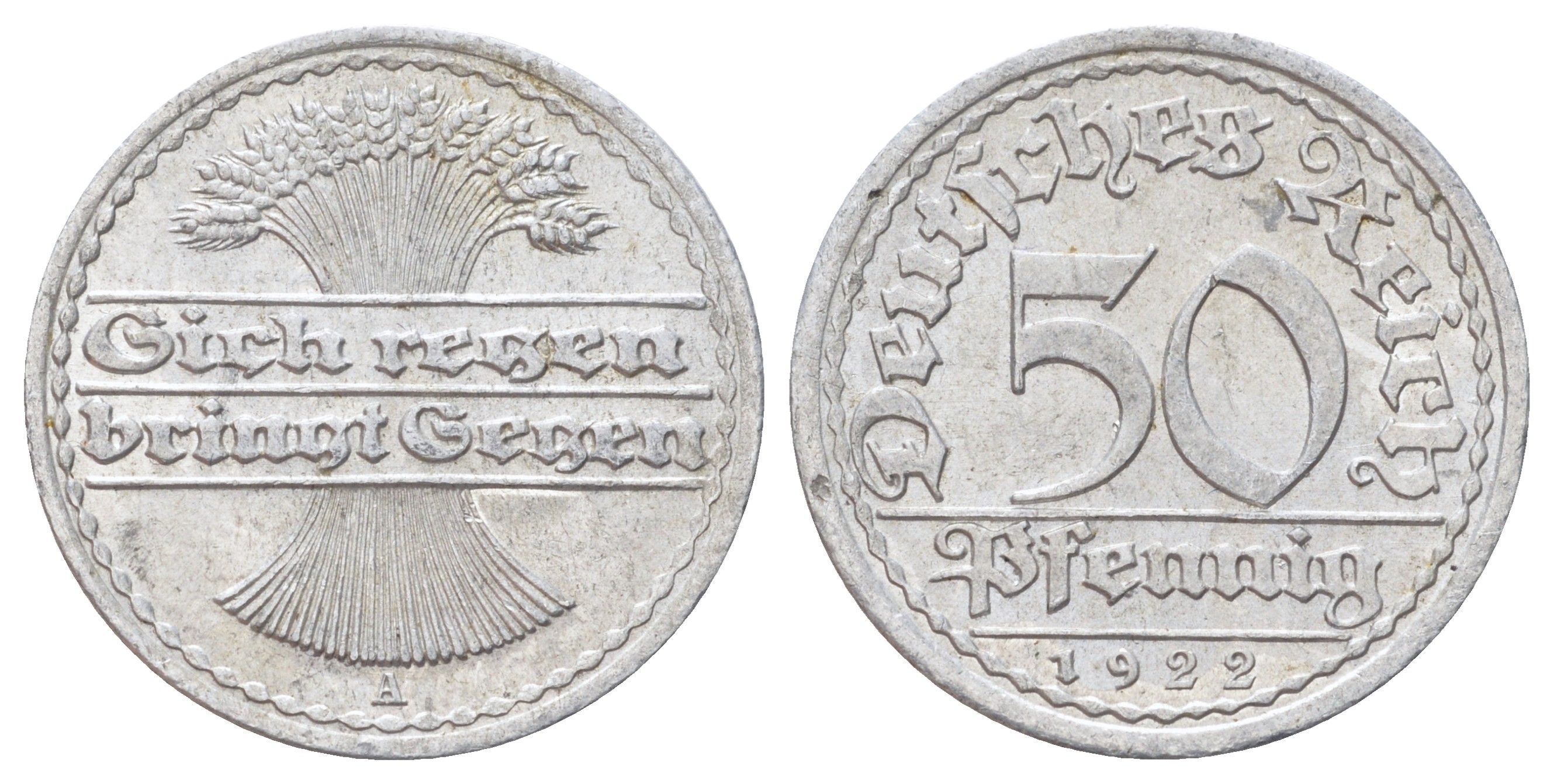 Германия 50 пфеннигов 1922 A KM 27, J. 301 алюминий 4700-956