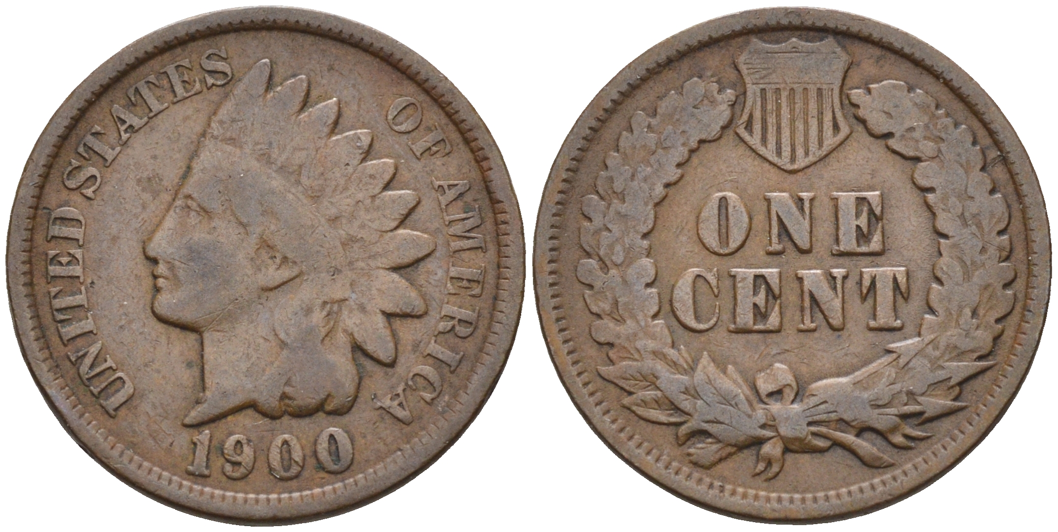 США 1 цент 1900 индеец, Indian head  бронза    4169-127