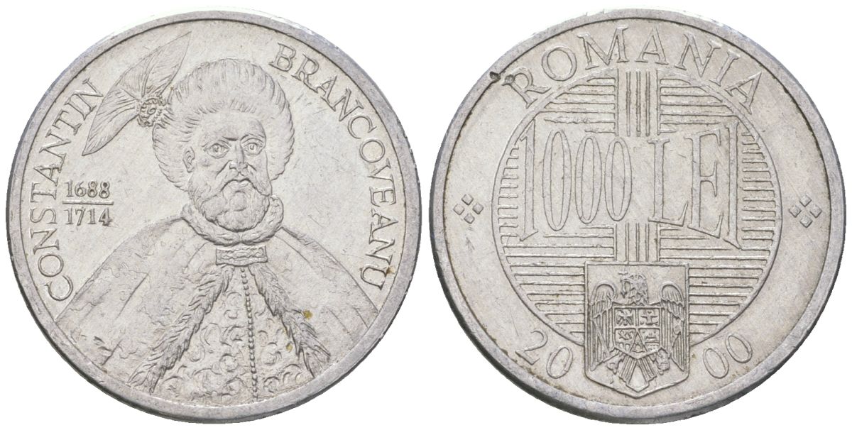 Румыния 1000 леев (лей) 2000 KM 153 алюминий 4584-415