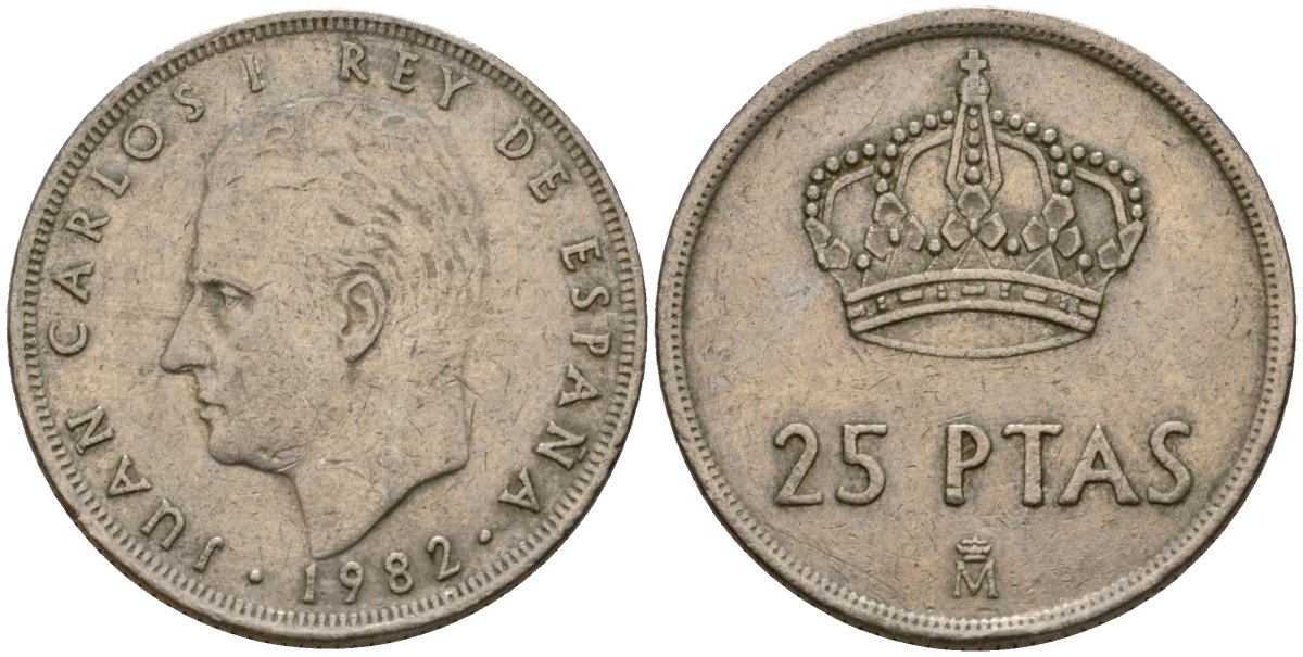 Испания 25 песет 1982 Хуан Карлос I (1975-2014) KM 824 медно-никель 181-1115