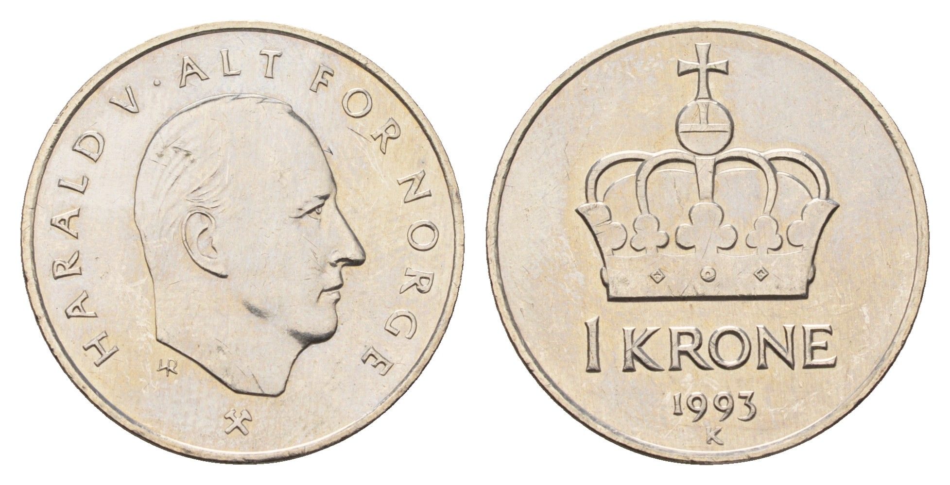 Норвегия 1 крона 1993 Харальд V (1991-) KM 436 медно-никель UNC 27-134