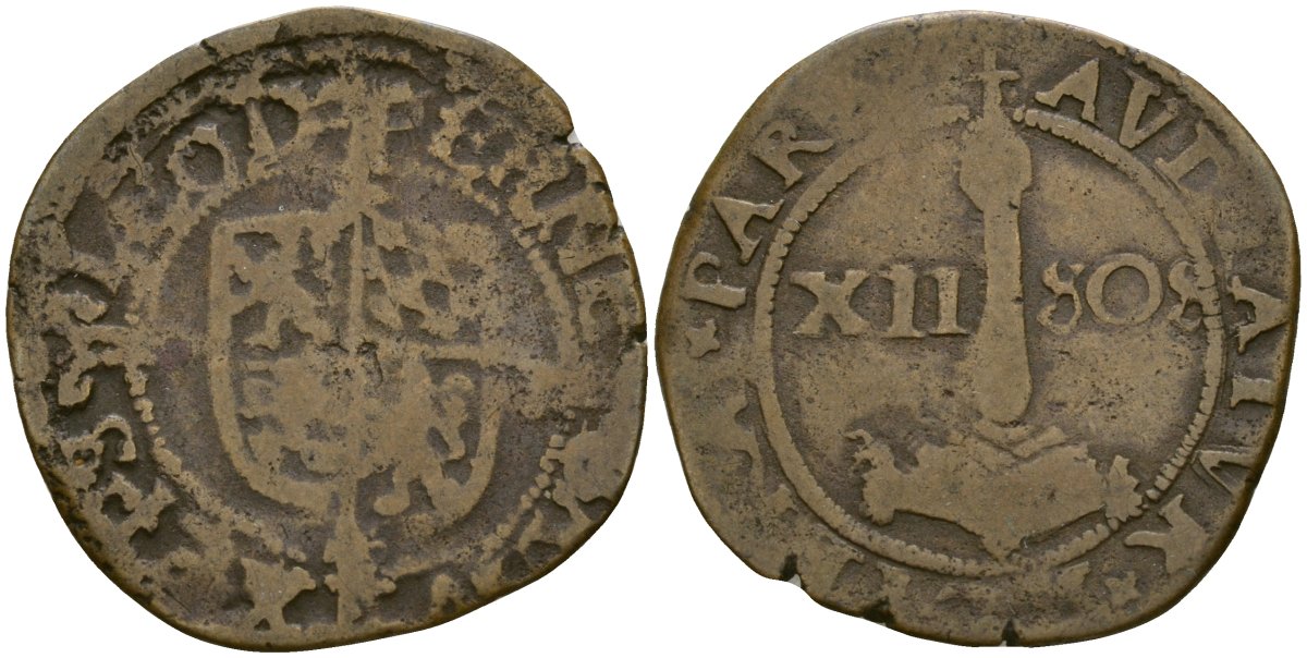 Льеж, Бельгия 1 лиард ND (1610-1612) Эрнст Баварский KM 10 медь 4146-1036