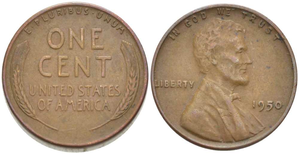 США 1 ЦЕНТ 1950 ЛИНКОЛЬН KM А132 медь цинк 218-953