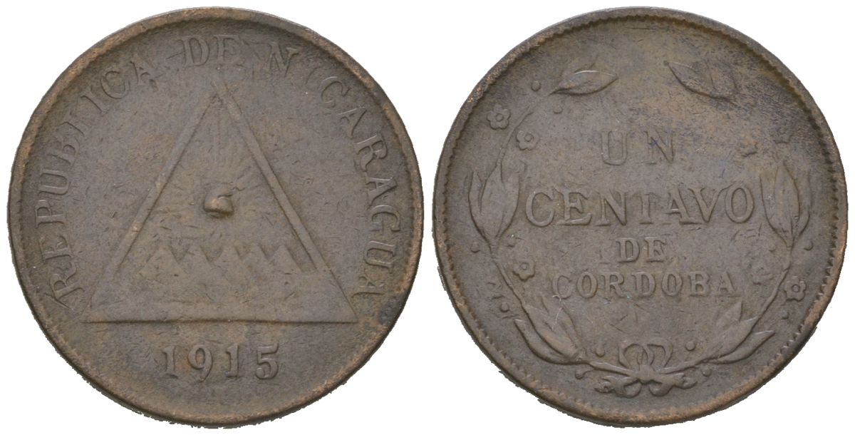 Никарагуа 1 сентаво 1915 KM 11 бронза 4615-849