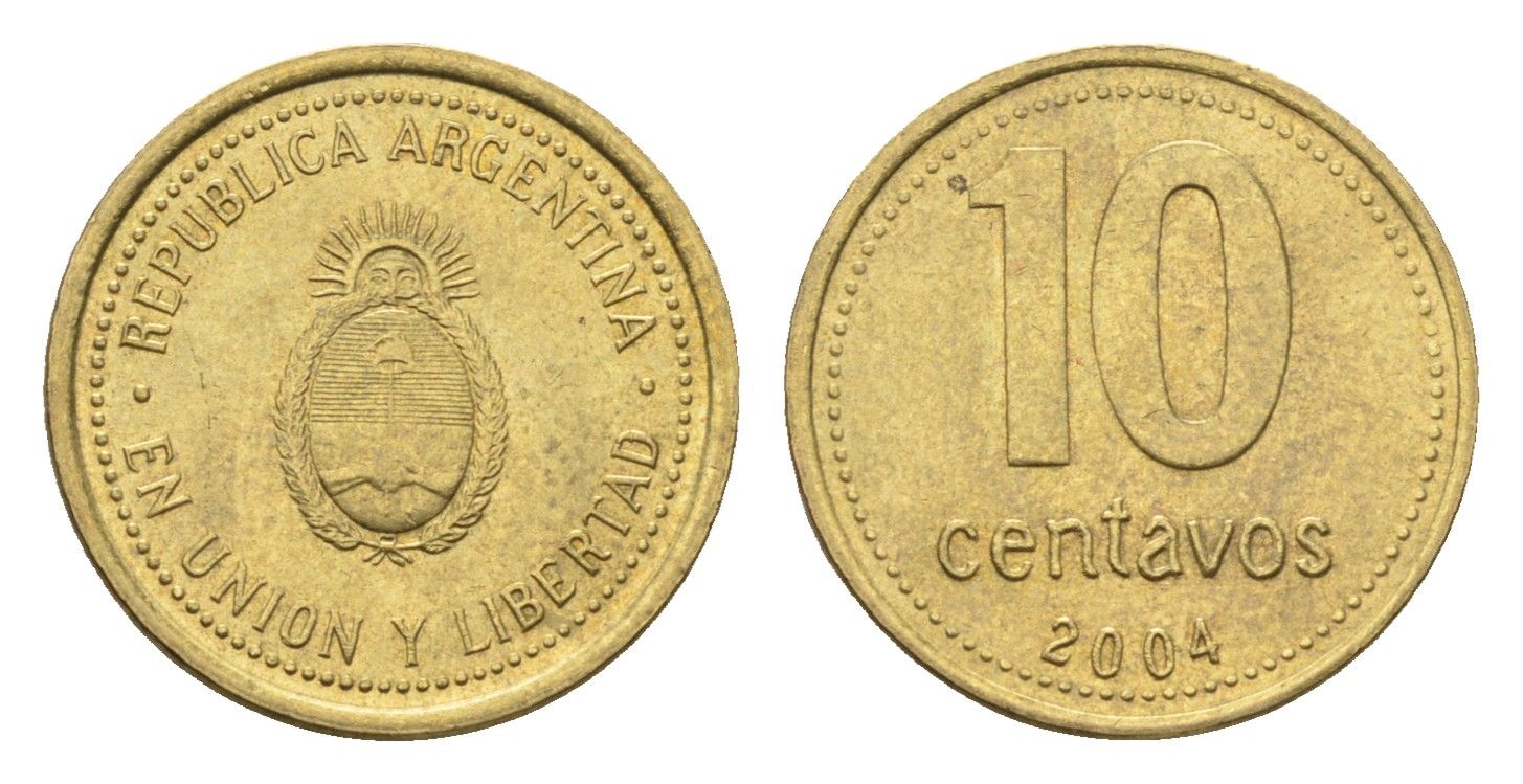 Аргентина 10 сентаво 2004 KM 107 алюминиевая бронза aUNC 4664-568