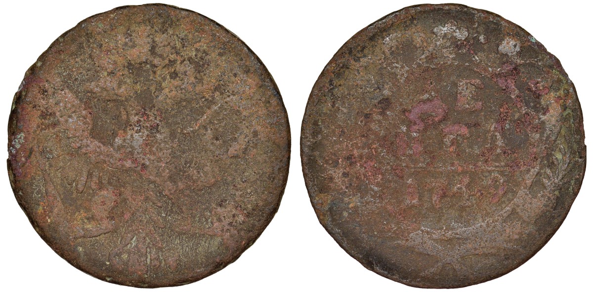 Россия деньга 1749 Елизавета (1741-1762) Биткин 359 медь 51-3334