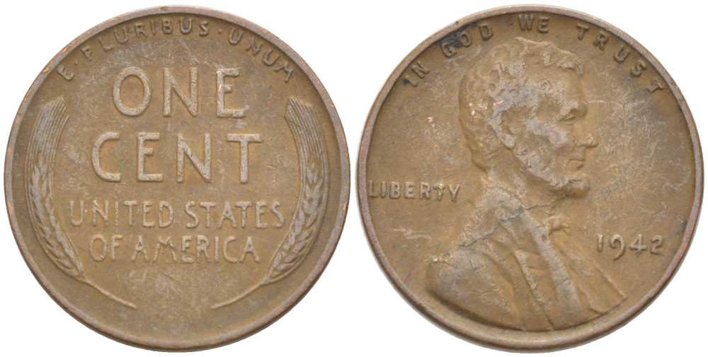США 1 ЦЕНТ 1942 ЛИНКОЛЬН KM 132 бронза 218-912