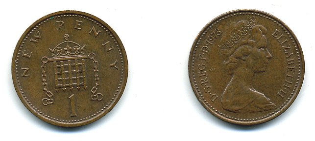 Великобритания 1 пенни 1973 Елизавета II (1952-2022) КМ 915, Spink B1 бронза 4110-746