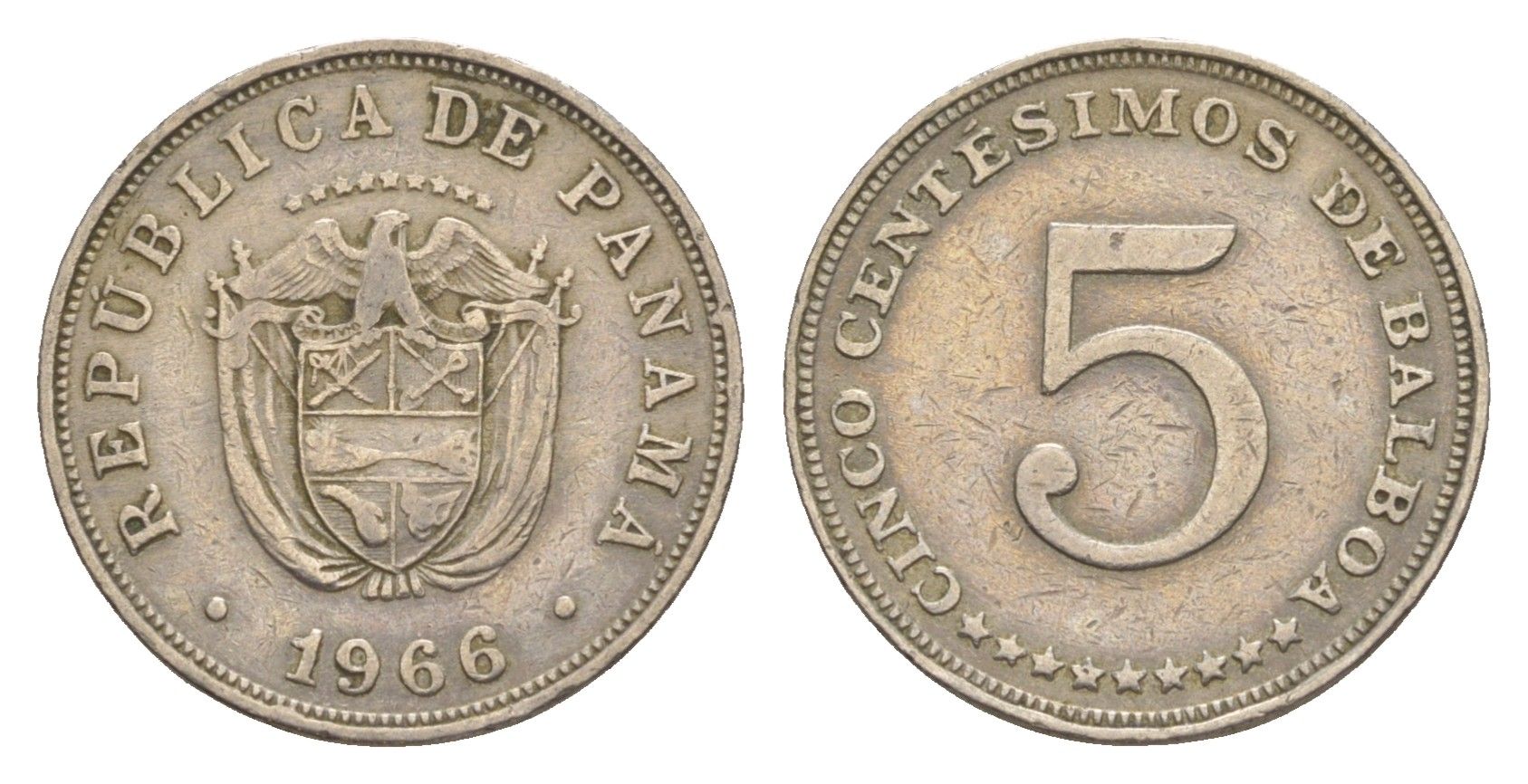 Панама 5 сентесимо 1966 KM 23.2 медно-никель 4644-635