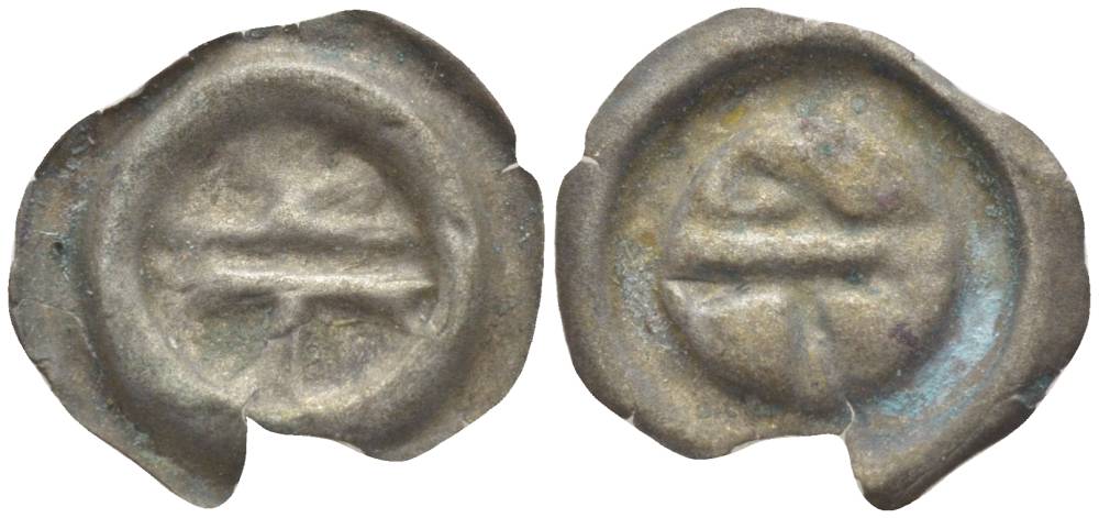 Силезия, Опольское воеводство 1 пфенниг (Hohlpfennig) XV век брактеат (малый пфенниг) пуговичного типа, вес 0,13 гр. Friedensburg 797 серебро 1517-1331