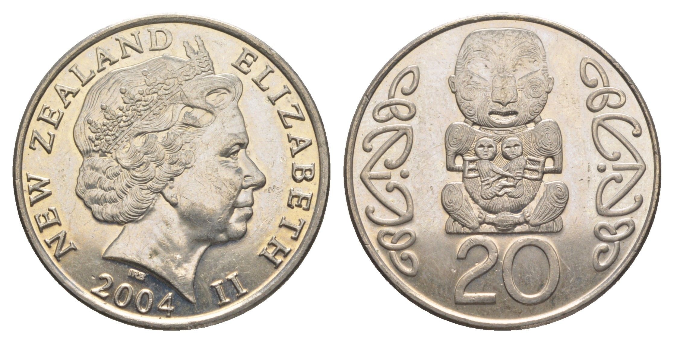 Новая Зеландия 20 центов 2004 Елизавета II (1952-2022), идол Пукаки KM 118 медно-никель UNC 4187-1212