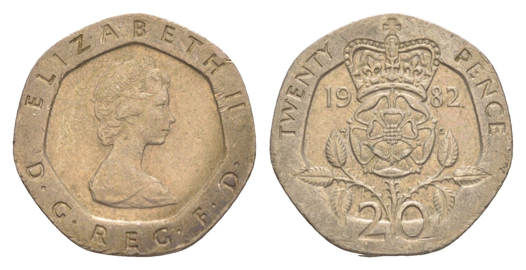 Великобритания 20 пенсов 1982 Елизавета II (1952-2022) KM 931, Spink 4230 (G1) медно-никель 4639-832