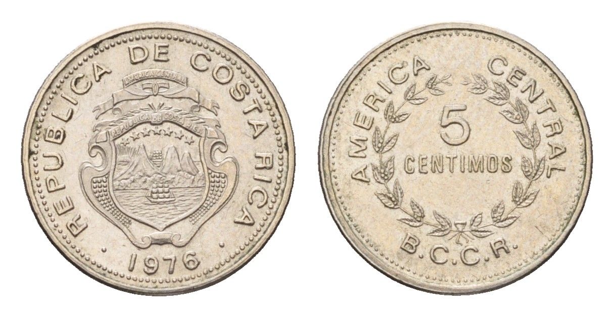 Коста-Рика 5 сентимо 1975 KM 184.2 медно-никель UNC 4690-837