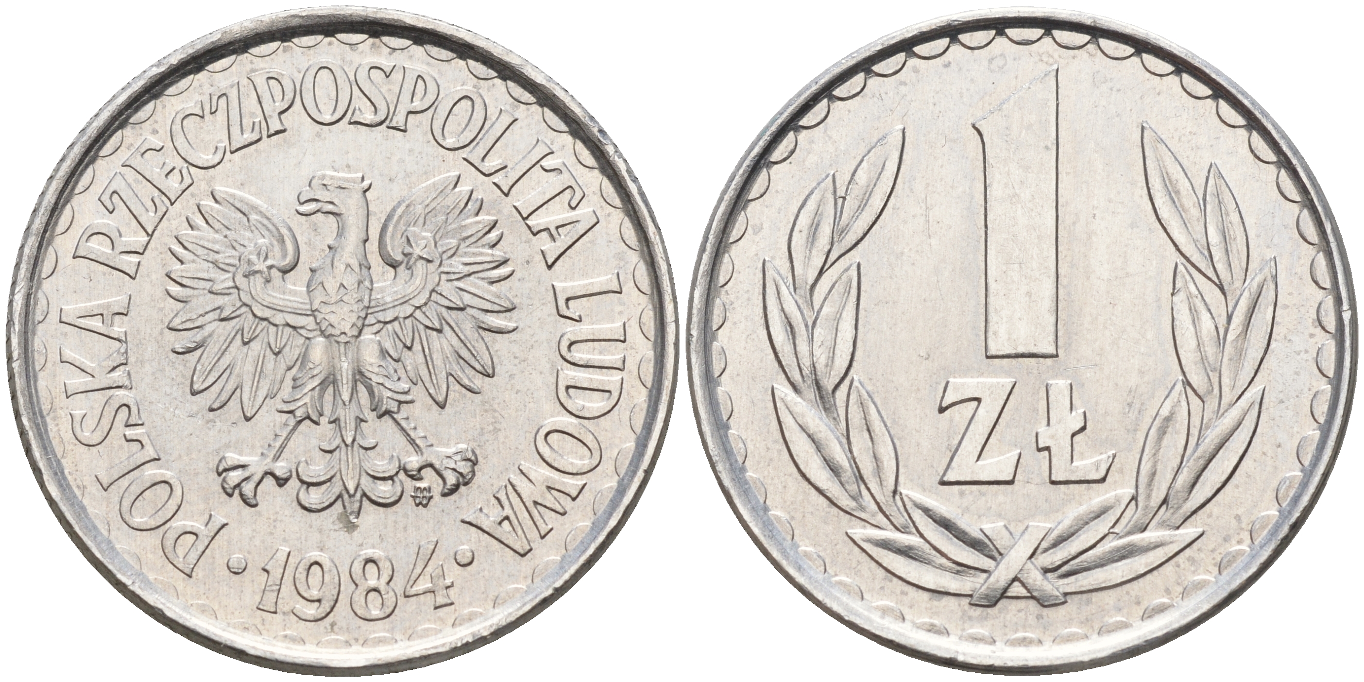 Польша 1 злотый 1984 MW KM 49.1 алюминий  UNC  4161-215