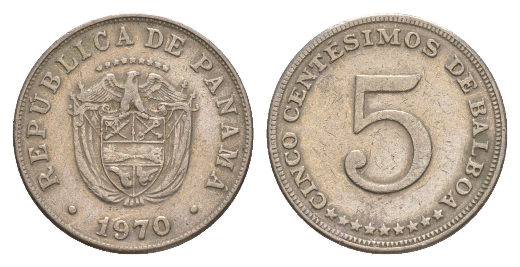 Панама 5 сентесимо 1970 KM 23.2 медно-никель 4649-834