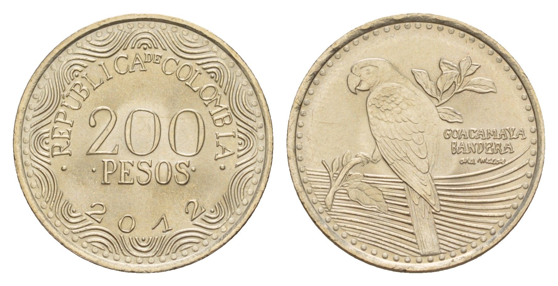 Колумбия 200 песо 2012 KM 297 медь цинк никель UNC 4649-811